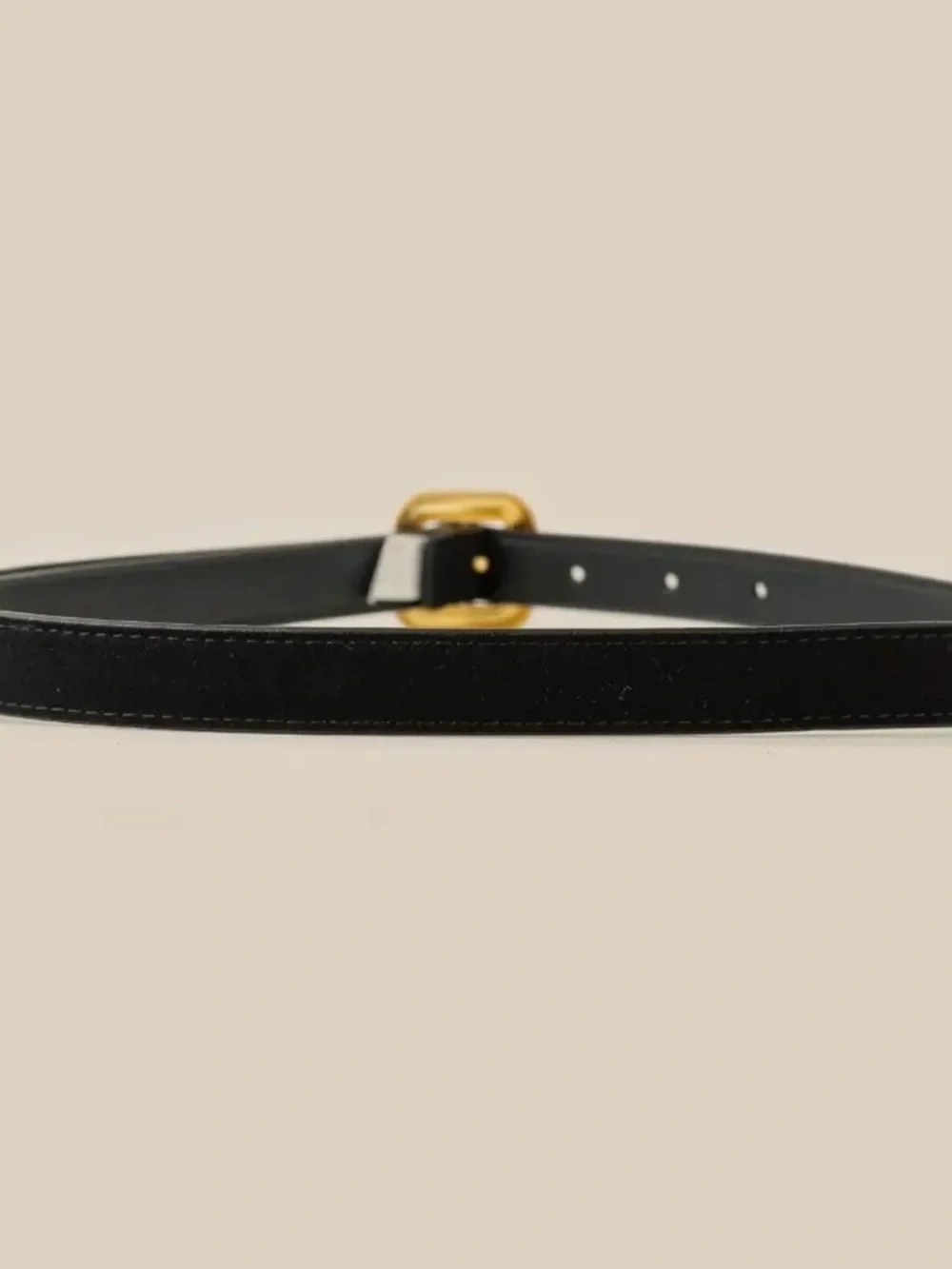 Gold Square Buckle Leather Belt
